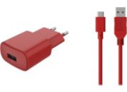 Chargeur secteur ESSENTIELB USB 2.4A + Cable USB C - Rouge