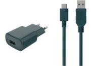 Chargeur secteur ESSENTIELB USB 2.4A + Cable USB C Vert