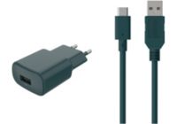 Chargeur secteur ESSENTIELB USB 2.4A + Cable USB C Vert