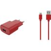 Chargeur secteur ESSENTIELB USB 2.4A + Cable Micro USB Rouge
