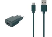 Chargeur secteur ESSENTIELB USB 2.4A + Cable Micro USB Vert
