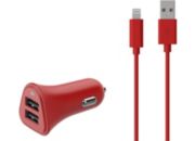 Chargeur allume-cigare ESSENTIELB 2 USB 2.4A + Cable lightning Rouge