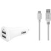 Chargeur allume-cigare ESSENTIELB 2 USB 2.4A + Cable USB C Blanc