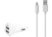 Chargeur allume-cigare ESSENTIELB 2 USB 2.4A + Cable lightning Blanc