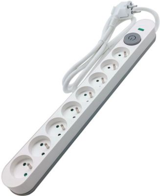 Rallonge multiprises extra-plate - cordon 3 m - 4 prises - câble 3G1,5 -  blanc / gris - legrand