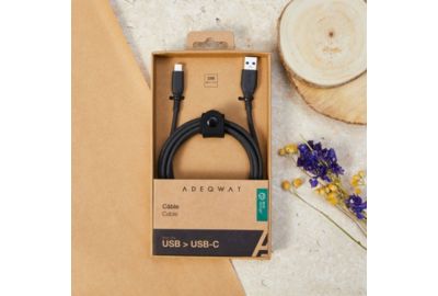Câble USB ADEQWAT 2M éco-design noir