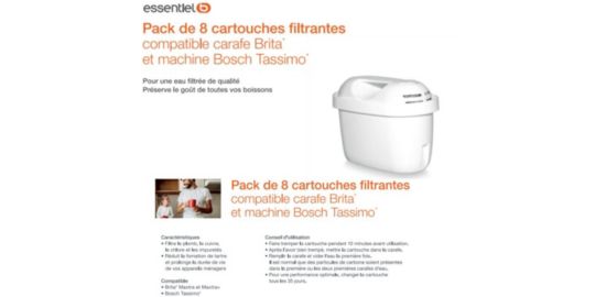 Cartouche filtrante ESSENTIELB Cartouches pour carafe filtrante x 8