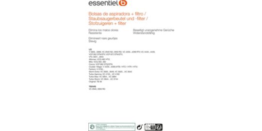 Sac aspirateur ESSENTIELB EB4902P