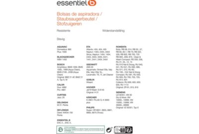 Sac aspirateur ESSENTIELB EB2585P