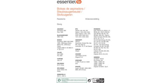 Sac aspirateur ESSENTIELB EB2585P
