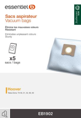 10 Premium Sacs d'aspirateur pour Hoover H60, TS1843, T7800, TS2164, T2064,  TS2025, TS1725, Telios TFB2000