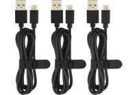 Câble USB C ESSENTIELB vers USB noir 1m x3