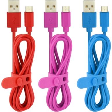 Câble micro USB ESSENTIELB x3 Bleu Rouge Rose