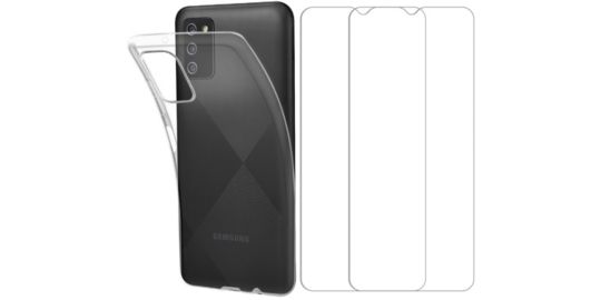 Pack ESSENTIELB Samsung A03s Coque + Verre trempé x2