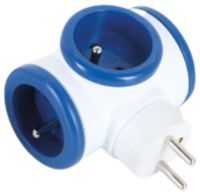 Multiprise ESSENTIELB 3 prises 16A rotative bleue