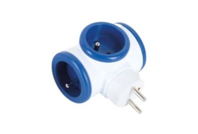 Multiprise ESSENTIELB 3 prises 16A rotative bleue