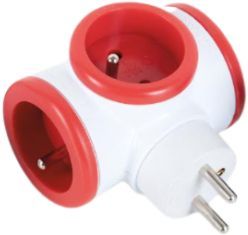 Multiprise ESSENTIELB 3 prises 16A rotative rouge