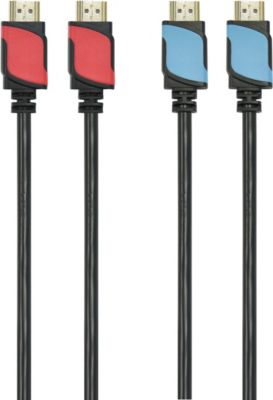 Câble HDMI ESSENTIELB 2.0/18Gbps 1M x2 Rouge et Bleu