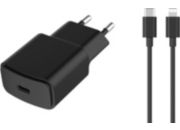 Chargeur secteur ESSENTIELB 20W + cable USB C Ligthning 1M Noir