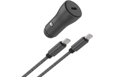 Chargeur allume-cigare ADEQWAT USB-C 30W + Câble USB-C 1M Noir