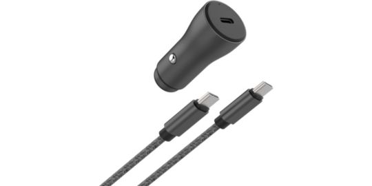 Chargeur allume-cigare ADEQWAT USB-C 30W + Câble USB-C 1M Noir