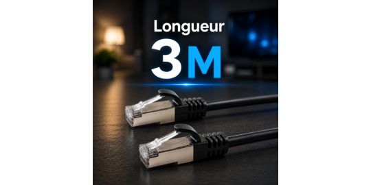 Câble Ethernet ESSENTIELB RJ45 3M Droit CAT6E noir