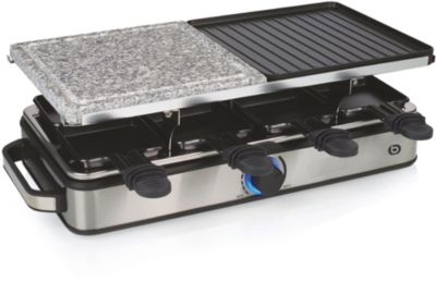 Appareil à raclette multifonctions 8 personnes et pierrade +8 poêlons -  1200W BLACKPEAR