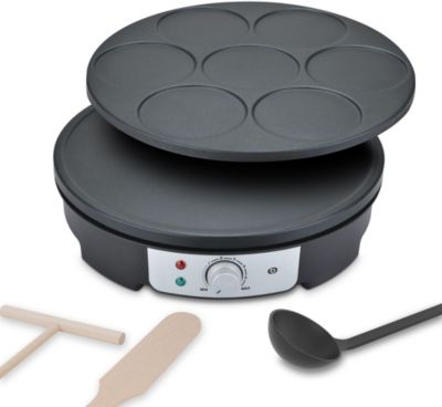 Moulinex Crêpière électrique, 4 empreintes, Revêtement antiadhésif, Socle  thermoplastique, Rangement accessoires sous l'appareil, Pancakes, Fabriqué