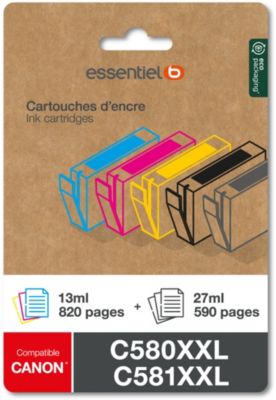 Cartouche d'encre ESSENTIELB C580/581 XXL noir + 3 couleurs