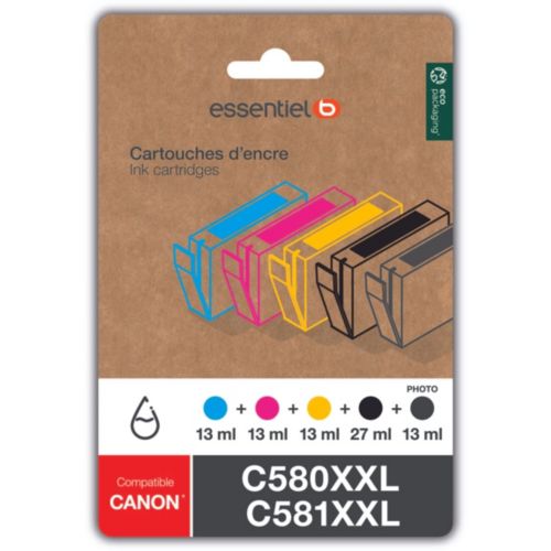 5 Cartouches Compatibles, Canon PGI-580 / CLI-581 XXL Noir 25,7 ml +  Couleur 11