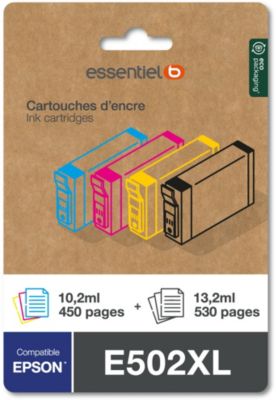 Cartouche d'encre ESSENTIELB E502XL Noir + 3 couleurs