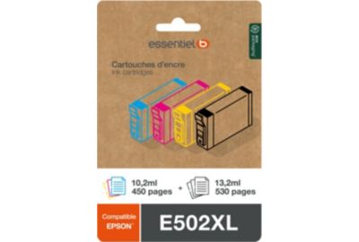 Cartouche d'encre ESSENTIELB E502XL Noir + 3 couleurs