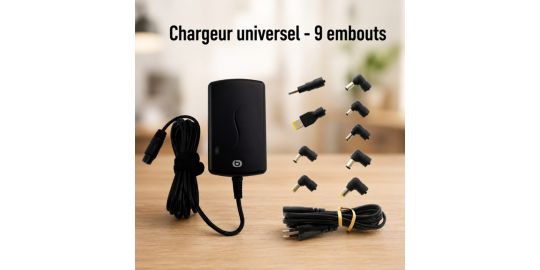 Chargeur ordinateur portable ESSENTIELB PC 45W universel 9 embouts