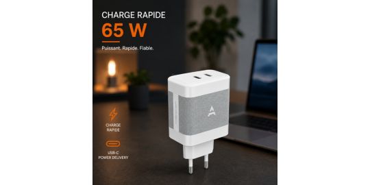Chargeur secteur ADEQWAT USB-C x2 65W