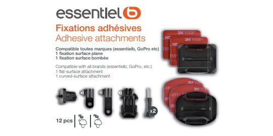 Fixation ESSENTIELB Fixations adhésives pour camera sport