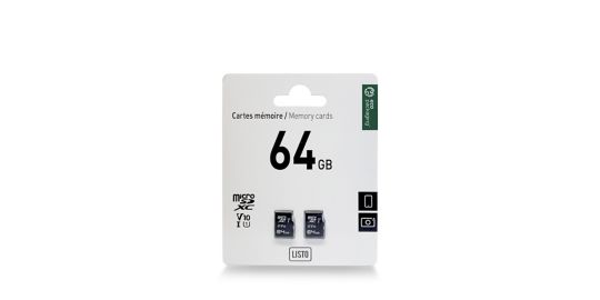 Carte Micro SD LISTO pack 2x 64Go Micro SD