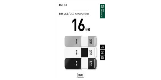 Clé USB LISTO Tripack x 3 16Go