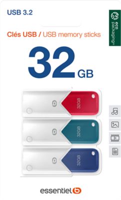 Clé USB ESSENTIELB Tripack x 3 32Go