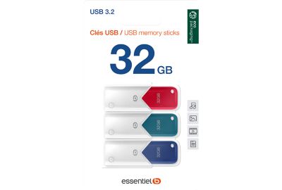 Clé USB ESSENTIELB Tripack x 3 32Go