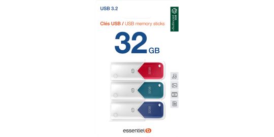 Clé USB ESSENTIELB Tripack x 3 32Go