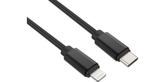 Câble Lightning ADEQWAT vers USB-C 2m noir certifié Apple