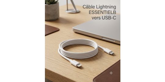 Câble Lightning ESSENTIELB vers USB-C 1m blanc certifié Apple