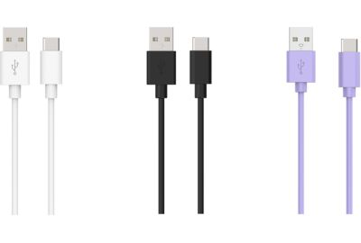 Câble USB C ESSENTIELB pack de 3 cables 1M blanc/noir/mauve