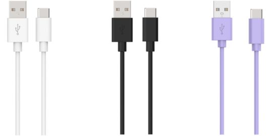 Câble USB C ESSENTIELB pack de 3 cables 1M blanc/noir/mauve