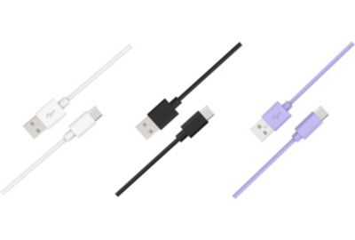 Câble USB C ESSENTIELB pack de 3 cables 1M blanc/noir/mauve