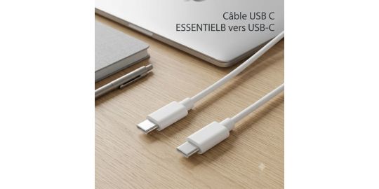 Câble USB C ESSENTIELB vers USB-C blanc 1m
