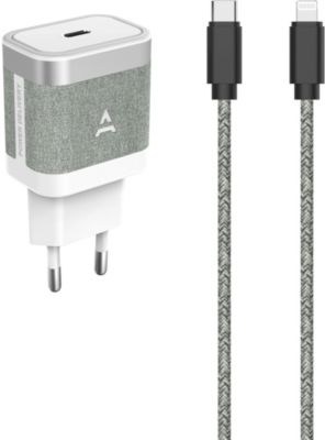Chargeur secteur ADEQWAT 30W USB-C + cable USB-C/Lightning 1M