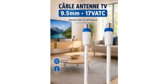 Câble antenne TV ESSENTIELB 2M-9.5mm - 17VATC