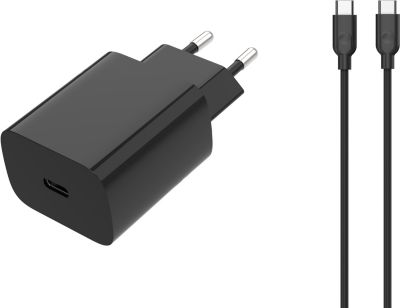 Chargeur secteur ESSENTIELB 20W USB-C + cable USB-C/USB-C 1M noir