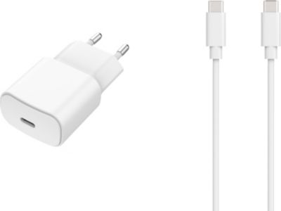 Chargeur secteur ESSENTIELB chargeur 20W + cable USB-C / USB-C blanc